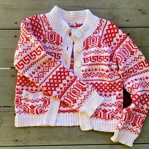 Cableknit holiday cardigan sweater